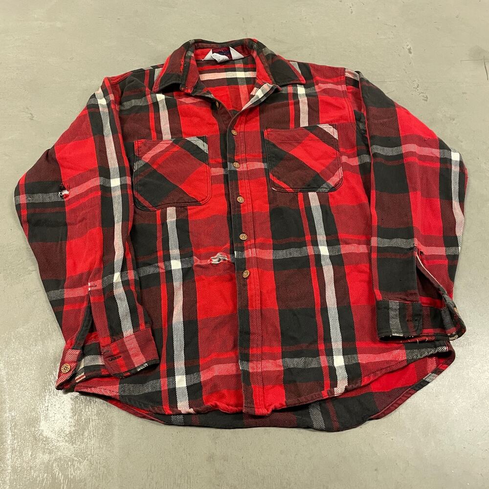 80s Big Mac distressed traditional flannel button up t-shirt
